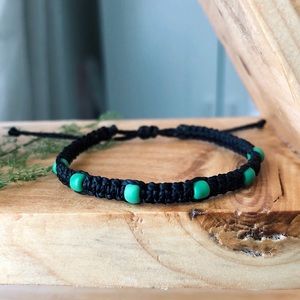 Spearmint Matte Beads Waxed Bracelet
